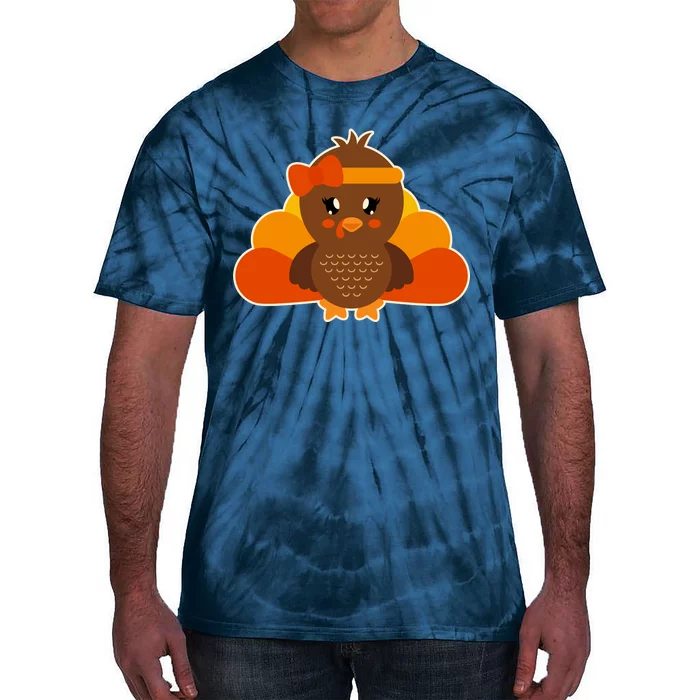 Cute Thanksgiving Little Turkey Girl Tie-Dye T-Shirt