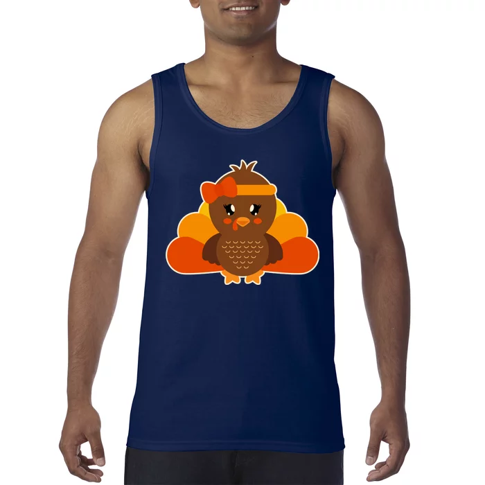 Cute Thanksgiving Little Turkey Girl Tank Top