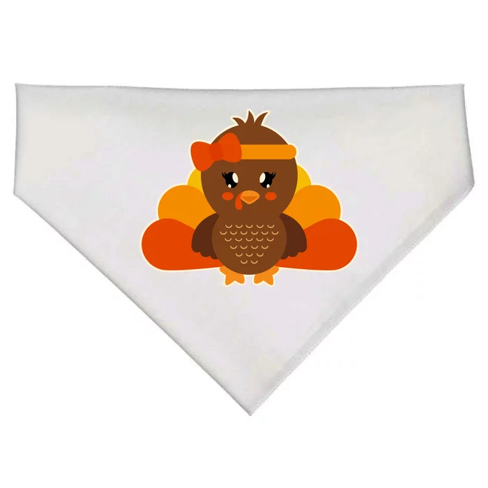 Cute Thanksgiving Little Turkey Girl USA-Made Doggie Bandana