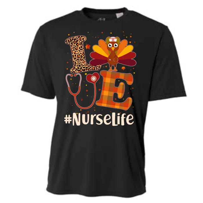 Cute Thanksgiving #NurseLife Fall Patterns Nurse Turkey Cooling Performance Crew T-Shirt