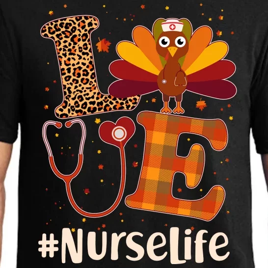 Cute Thanksgiving #NurseLife Fall Patterns Nurse Turkey Pajama Set