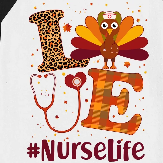 Cute Thanksgiving #NurseLife Fall Patterns Nurse Turkey Baseball Sleeve Shirt