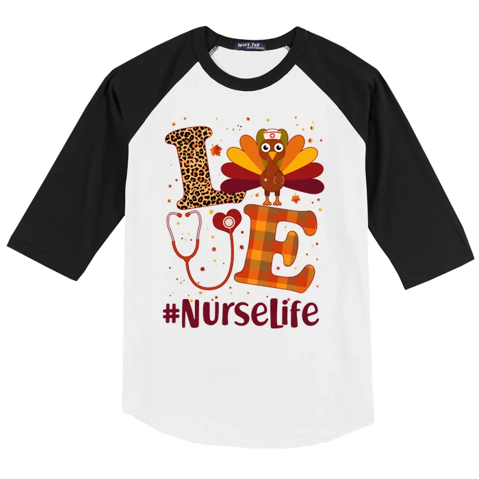 Cute Thanksgiving #NurseLife Fall Patterns Nurse Turkey Baseball Sleeve Shirt