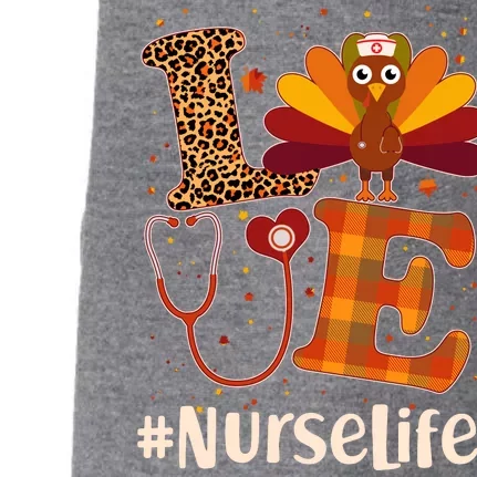 Cute Thanksgiving #NurseLife Fall Patterns Nurse Turkey Doggie 3-End Fleece Hoodie