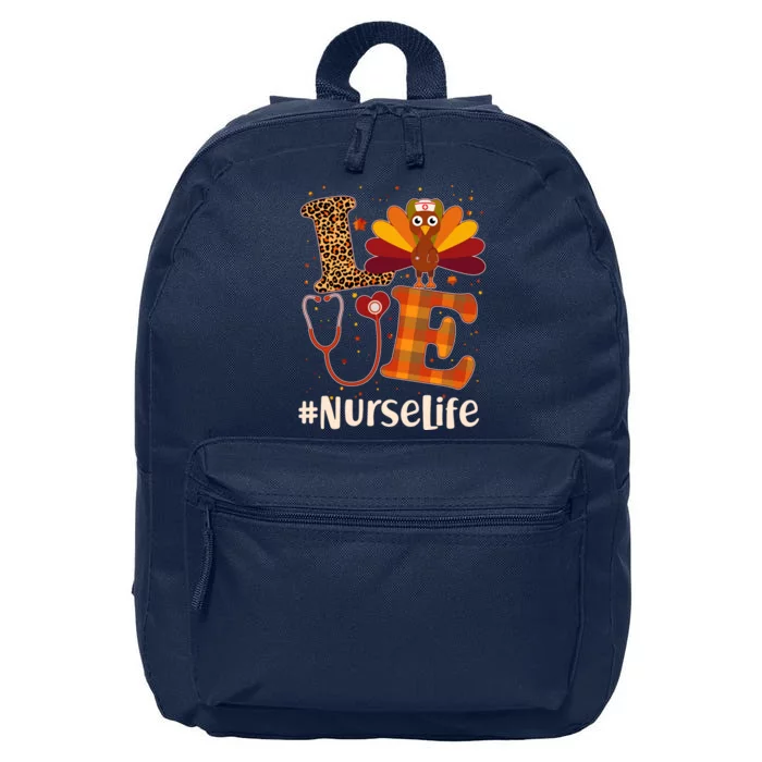 Cute Thanksgiving #NurseLife Fall Patterns Nurse Turkey 16 in Basic Backpack