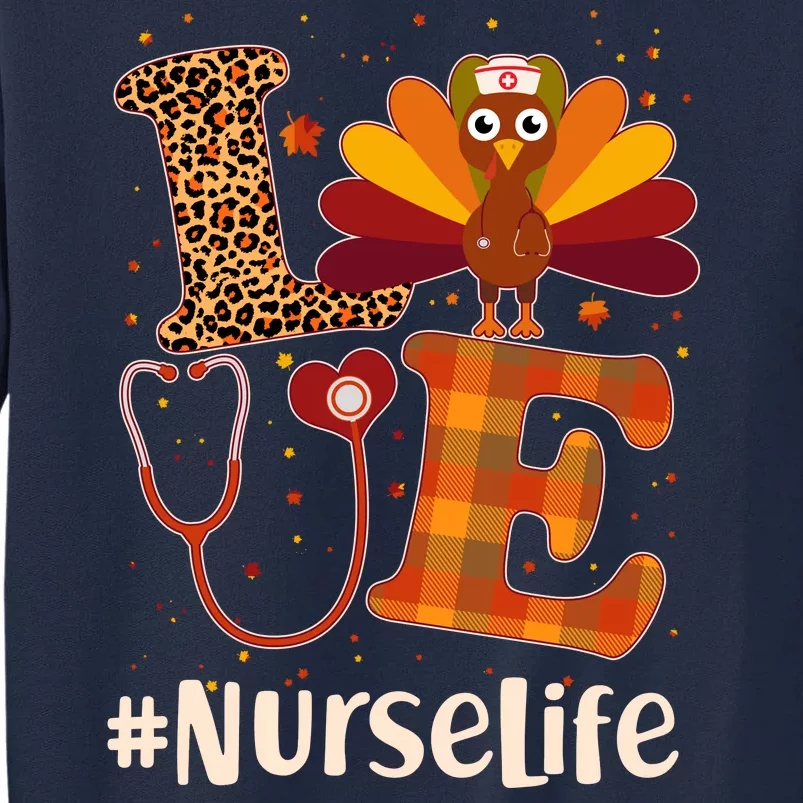 Cute Thanksgiving #NurseLife Fall Patterns Nurse Turkey Tall Sweatshirt