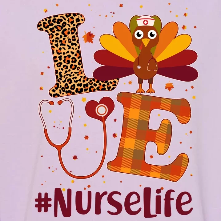 Cute Thanksgiving #NurseLife Fall Patterns Nurse Turkey Garment-Dyed Sweatshirt