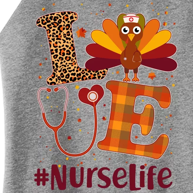 Cute Thanksgiving #NurseLife Fall Patterns Nurse Turkey Women’s Perfect Tri Rocker Tank