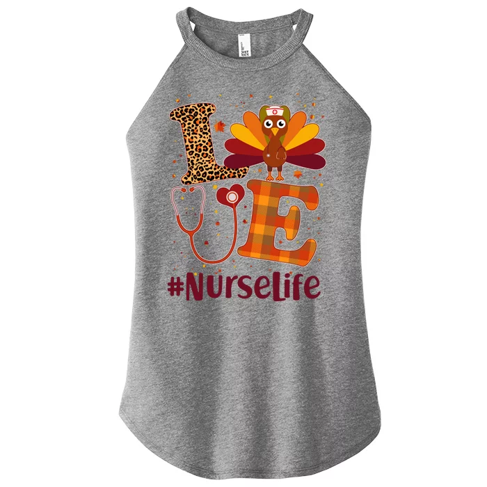 Cute Thanksgiving #NurseLife Fall Patterns Nurse Turkey Women’s Perfect Tri Rocker Tank