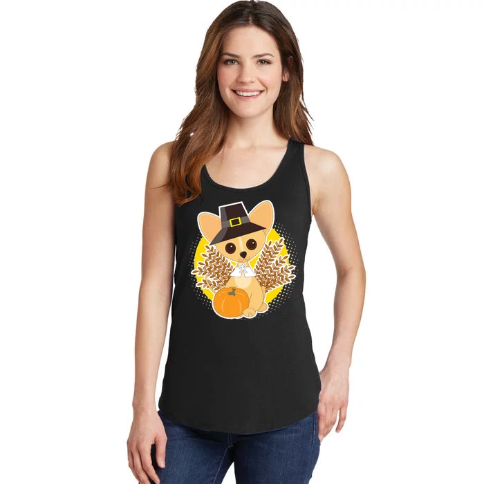 Cute Thanksgiving Pilgrim Puppy Ladies Essential Tank