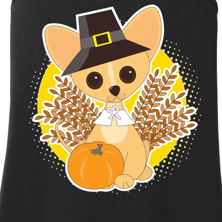 Cute Thanksgiving Pilgrim Puppy Ladies Essential Tank