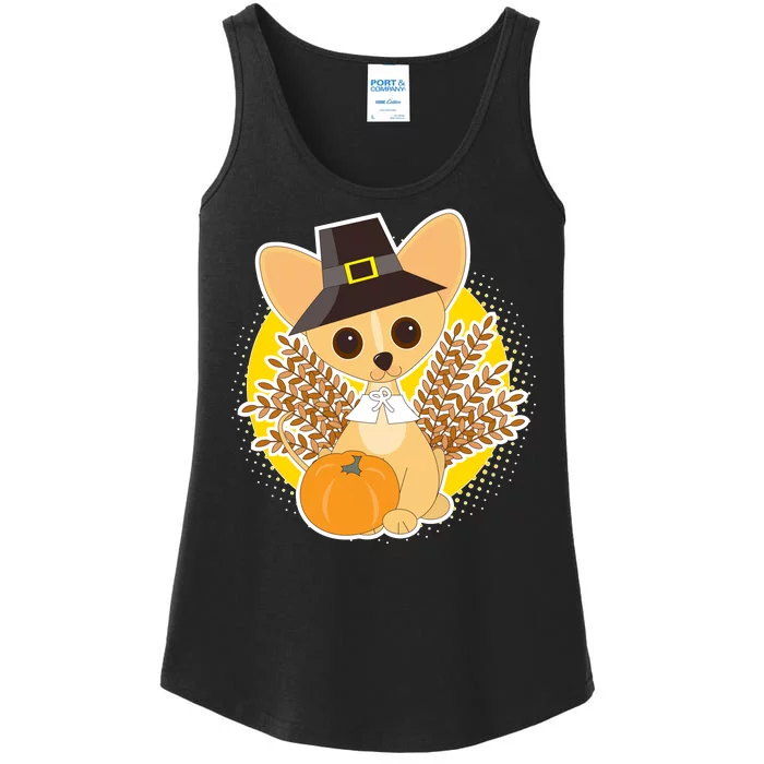 Cute Thanksgiving Pilgrim Puppy Ladies Essential Tank