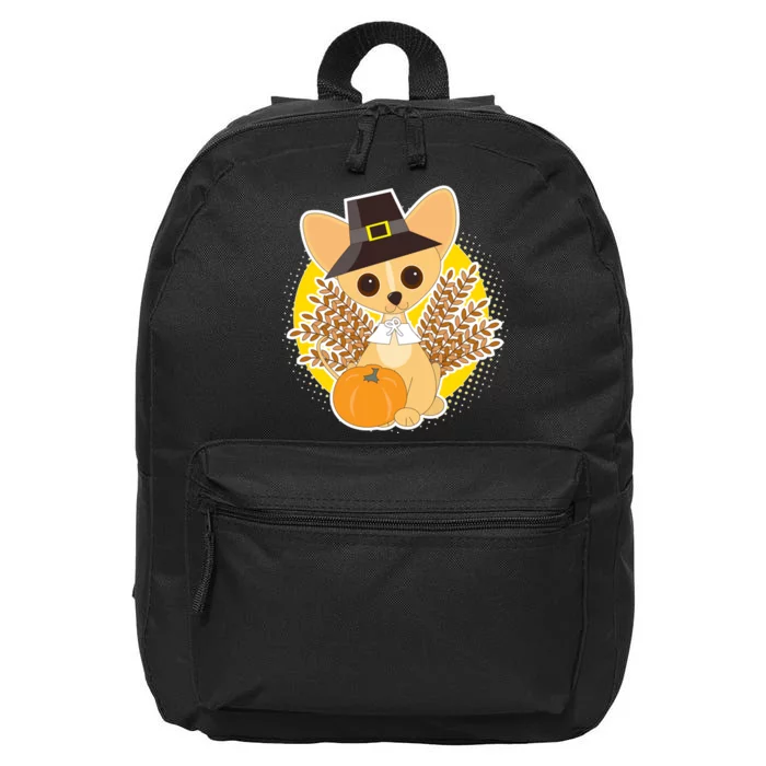 Cute Thanksgiving Pilgrim Puppy 16 in Basic Backpack