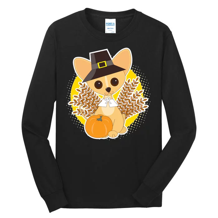 Cute Thanksgiving Pilgrim Puppy Tall Long Sleeve T-Shirt