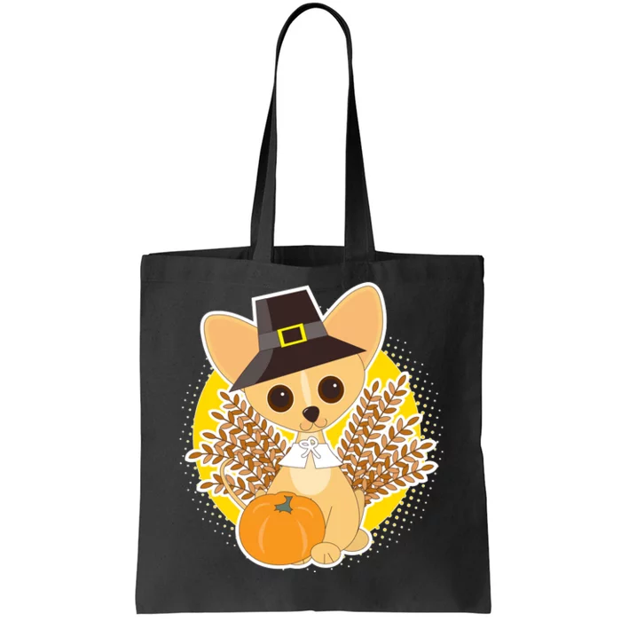 Cute Thanksgiving Pilgrim Puppy Tote Bag