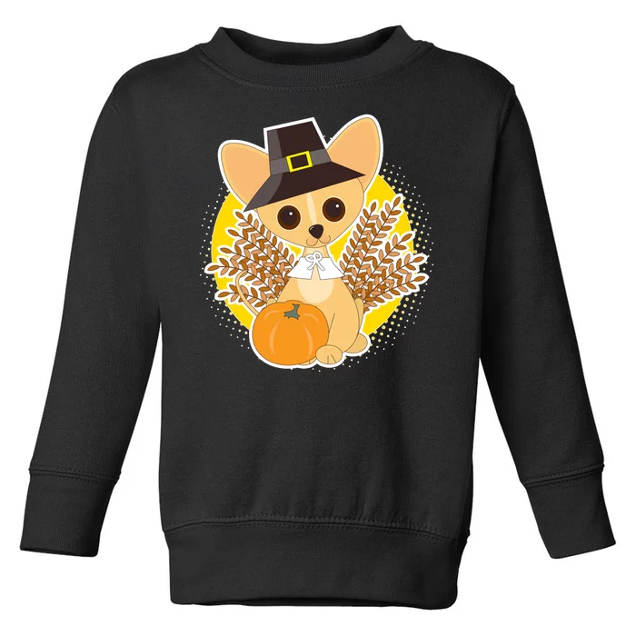 Cute Thanksgiving Pilgrim Puppy Toddler Sweatshirt