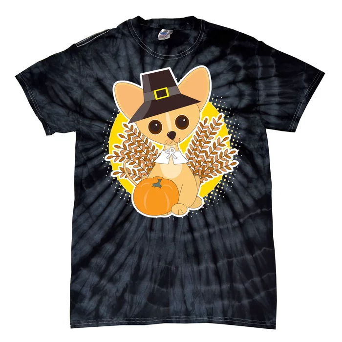 Cute Thanksgiving Pilgrim Puppy Tie-Dye T-Shirt