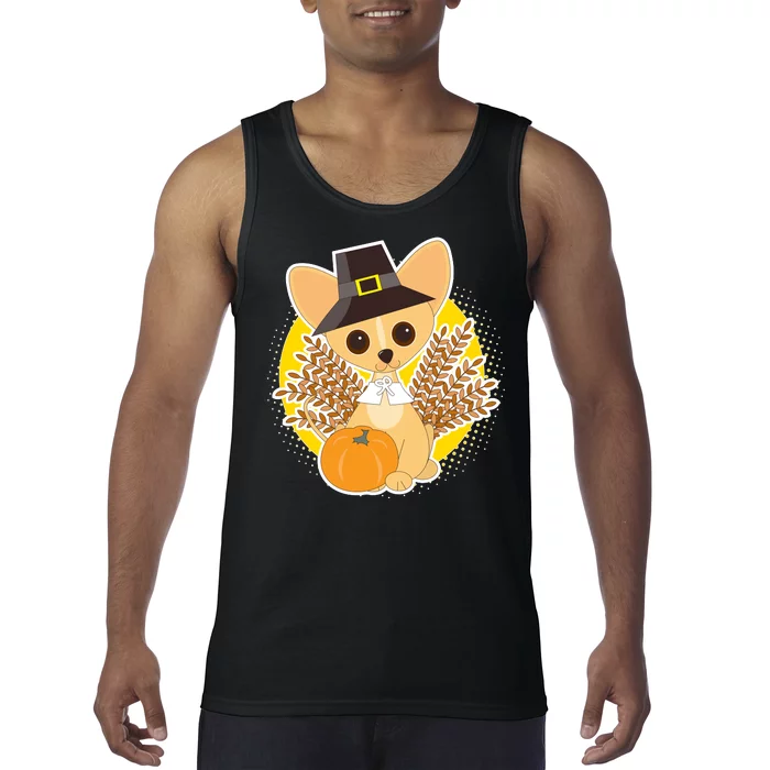 Cute Thanksgiving Pilgrim Puppy Tank Top