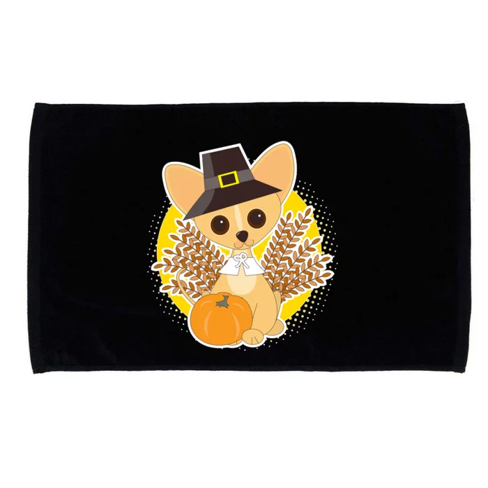 Cute Thanksgiving Pilgrim Puppy Microfiber Hand Towel