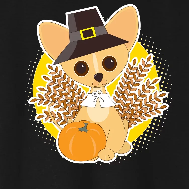 Cute Thanksgiving Pilgrim Puppy Women's Crop Top Tee