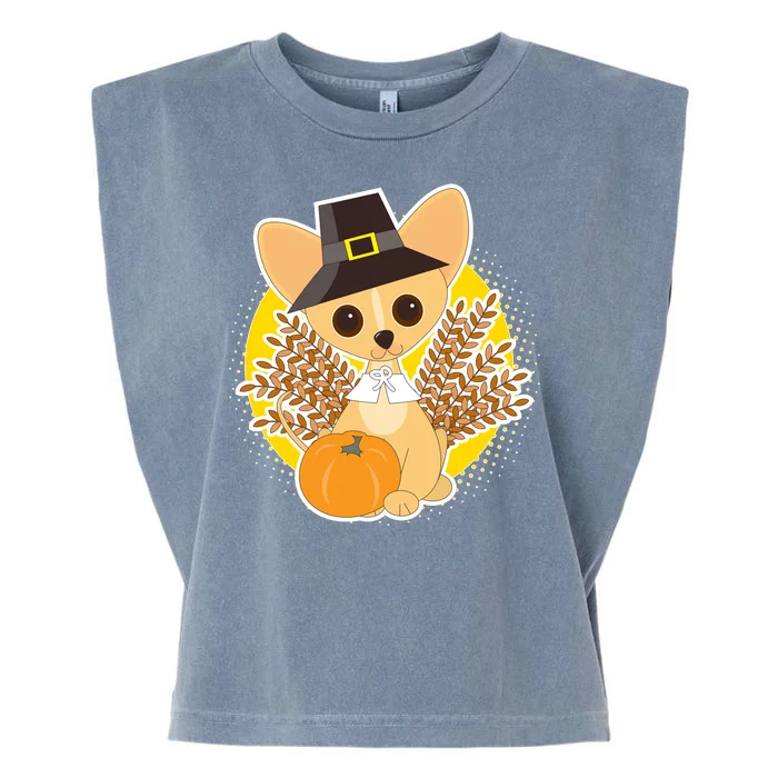 Cute Thanksgiving Pilgrim Puppy Garment-Dyed Women's Muscle Tee