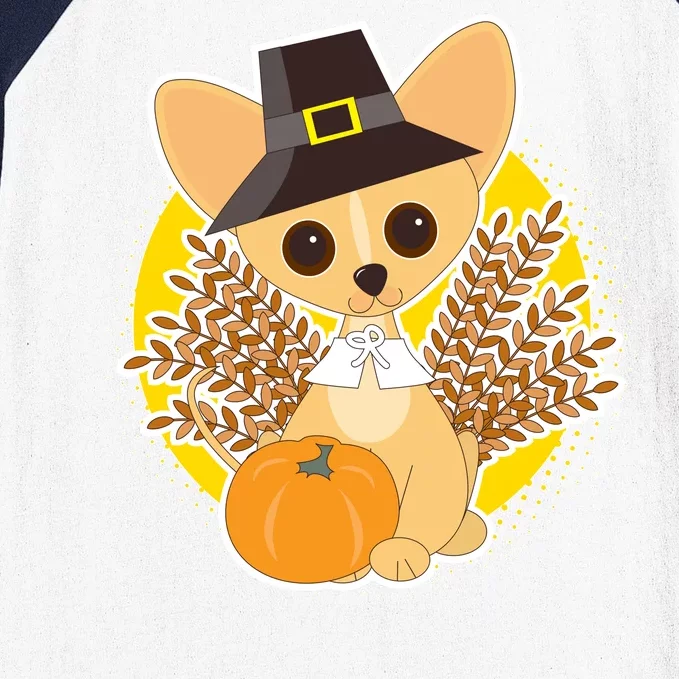 Cute Thanksgiving Pilgrim Puppy Baseball Sleeve Shirt