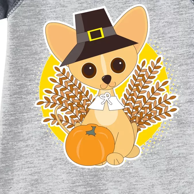 Cute Thanksgiving Pilgrim Puppy Infant Baby Jersey Bodysuit