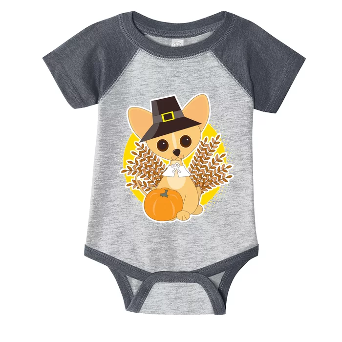 Cute Thanksgiving Pilgrim Puppy Infant Baby Jersey Bodysuit