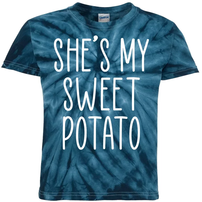 Cute Thanksgiving She's My Sweet Potato Kids Tie-Dye T-Shirt