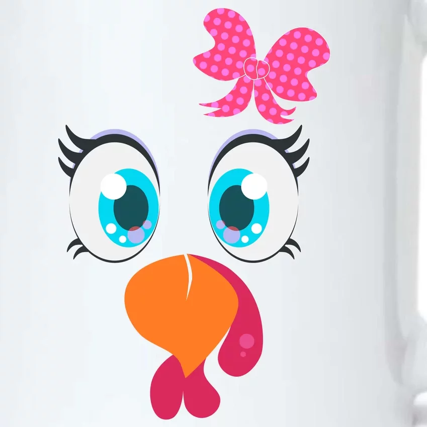 Cute Thanksgiving Turkey Girl Face Bow Tie Black Color Changing Mug