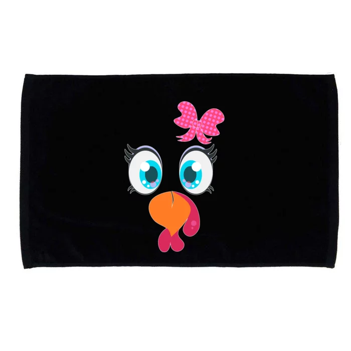 Cute Thanksgiving Turkey Girl Face Bow Tie Microfiber Hand Towel