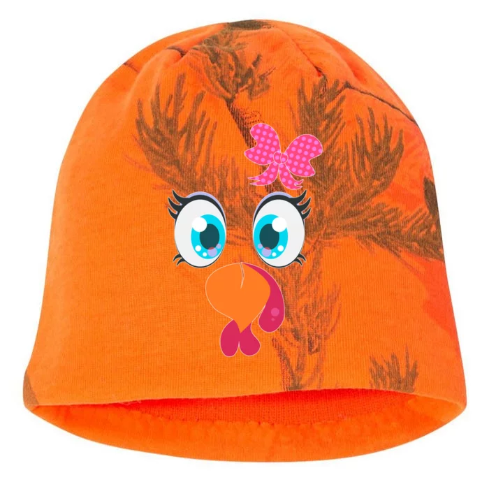 Cute Thanksgiving Turkey Girl Face Bow Tie Kati - Camo Knit Beanie