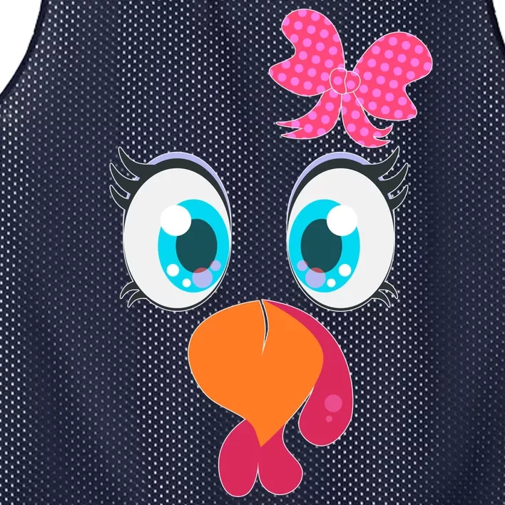 Cute Thanksgiving Turkey Girl Face Bow Tie Mesh Reversible Basketball Jersey Tank