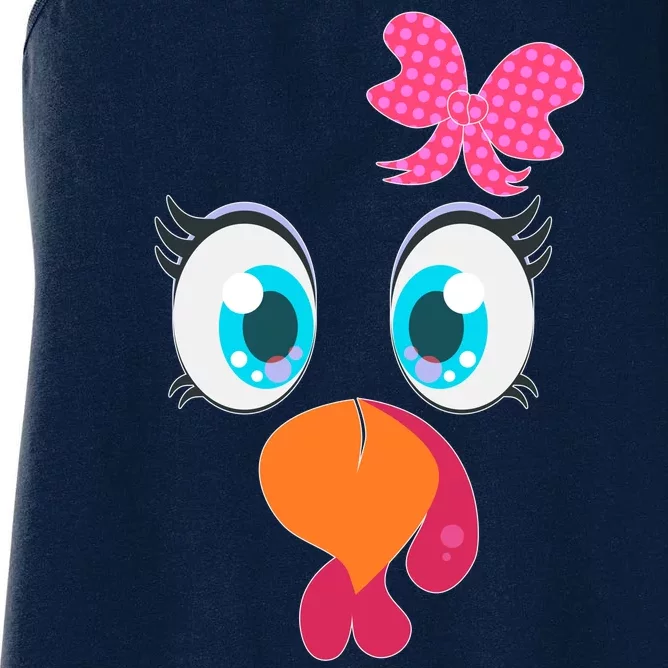 Cute Thanksgiving Turkey Girl Face Bow Tie Women's Racerback Tank