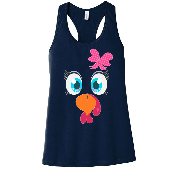 Cute Thanksgiving Turkey Girl Face Bow Tie Women's Racerback Tank