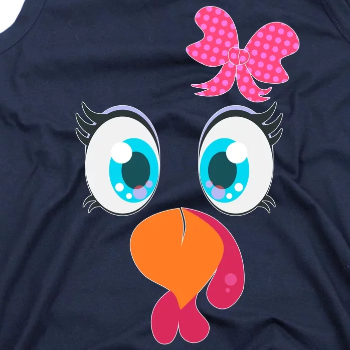 Cute Thanksgiving Turkey Girl Face Bow Tie Tank Top