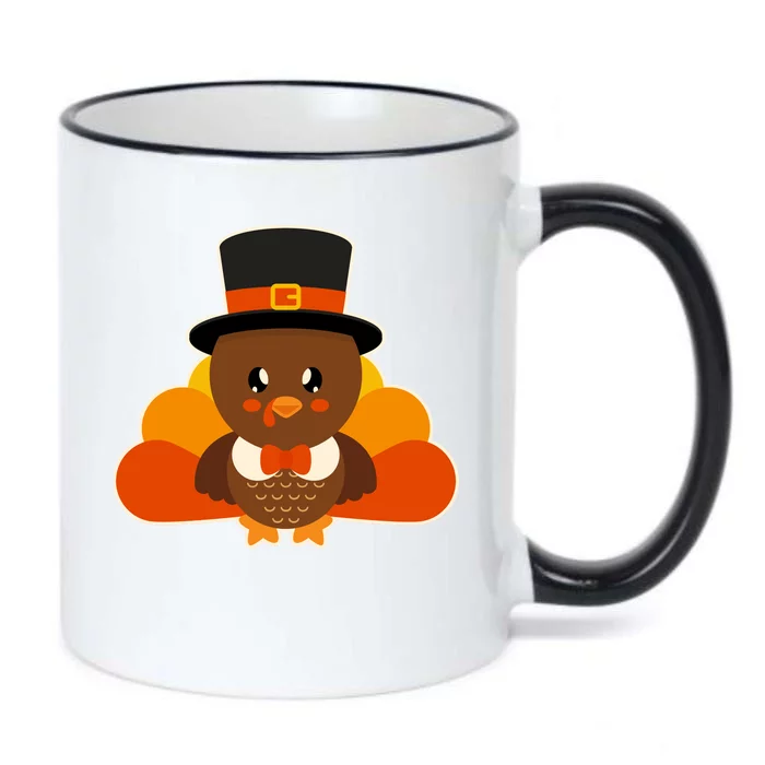 Cute Thanksgiving Turkey Little Boy Black Color Changing Mug