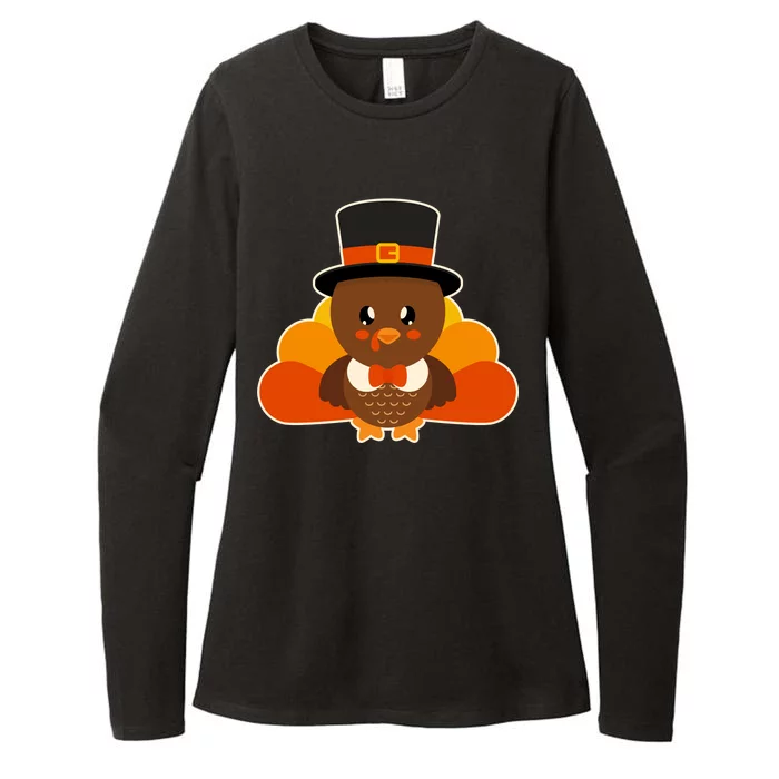 Cute Thanksgiving Turkey Little Boy Womens CVC Long Sleeve Shirt