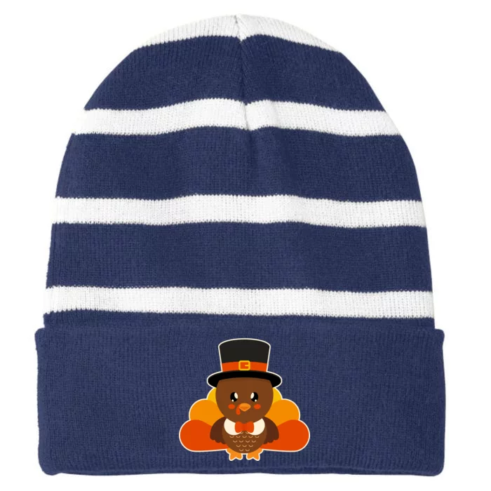 Cute Thanksgiving Turkey Little Boy Striped Beanie with Solid Band