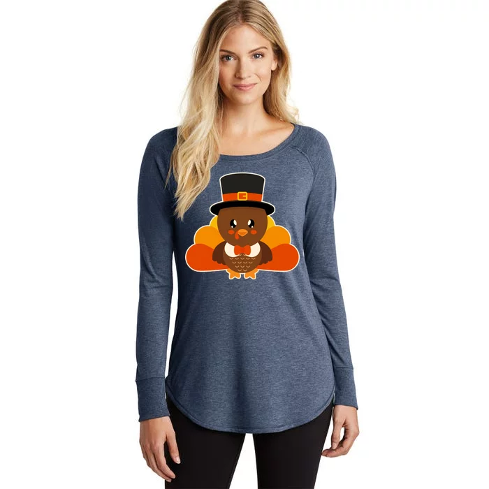 Cute Thanksgiving Turkey Little Boy Women's Perfect Tri Tunic Long Sleeve Shirt