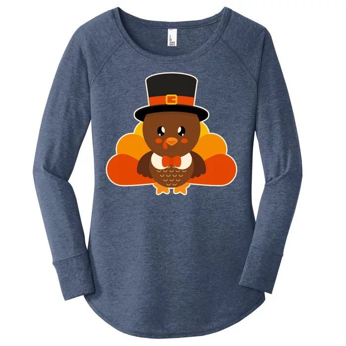 Cute Thanksgiving Turkey Little Boy Women's Perfect Tri Tunic Long Sleeve Shirt