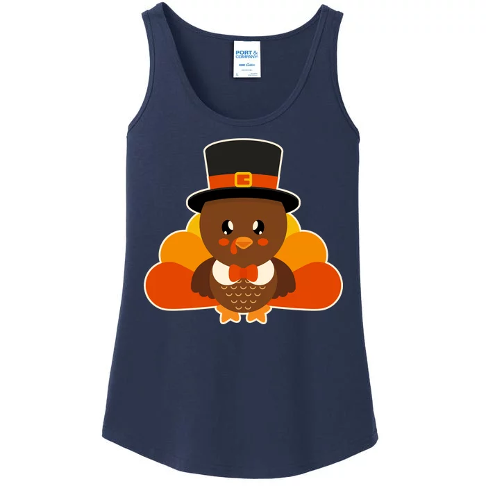 Cute Thanksgiving Turkey Little Boy Ladies Essential Tank