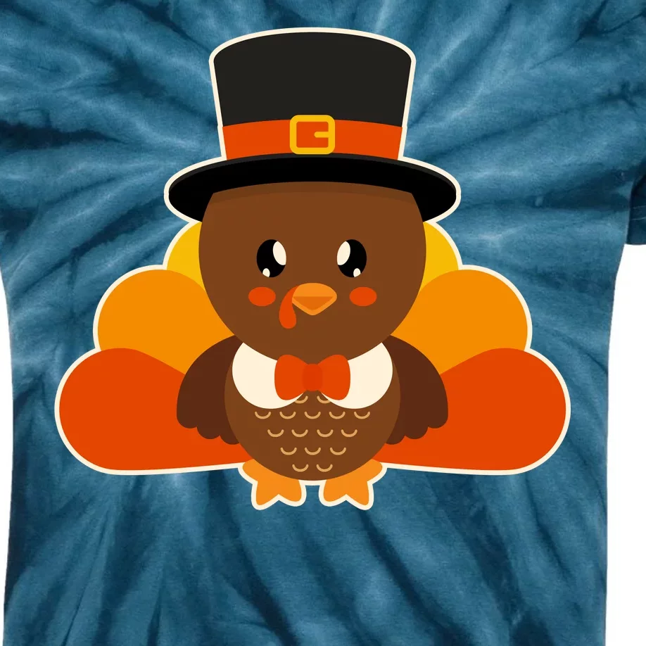 Cute Thanksgiving Turkey Little Boy Kids Tie-Dye T-Shirt