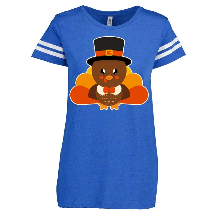 Cute Thanksgiving Turkey Little Boy Enza Ladies Jersey Football T-Shirt