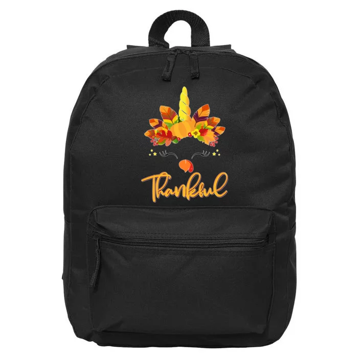 Cute Thanksgiving Unicorn Thankful Turkey 16 in Basic Backpack