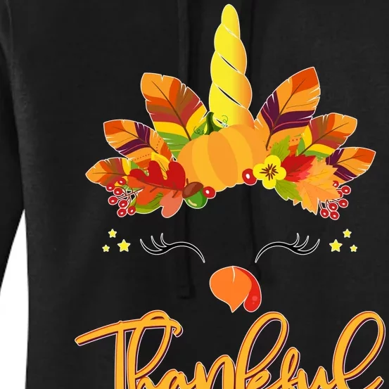 Cute Thanksgiving Unicorn Thankful Turkey Women's Pullover Hoodie