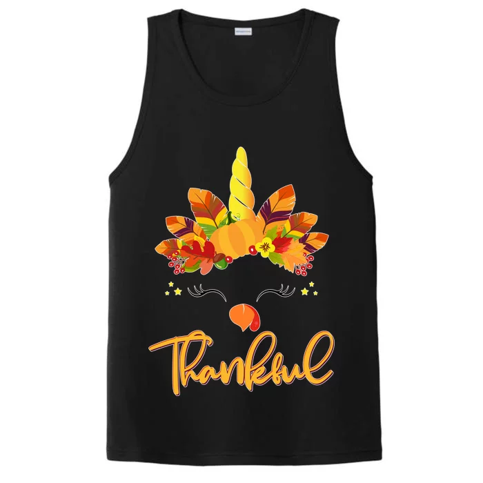 Cute Thanksgiving Unicorn Thankful Turkey Performance Tank