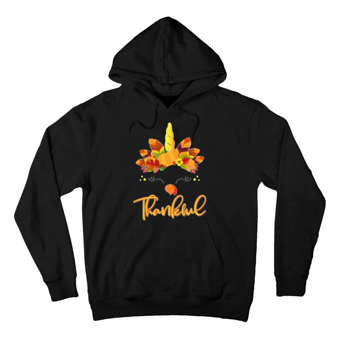 Cute Thanksgiving Unicorn Thankful Turkey Tall Hoodie