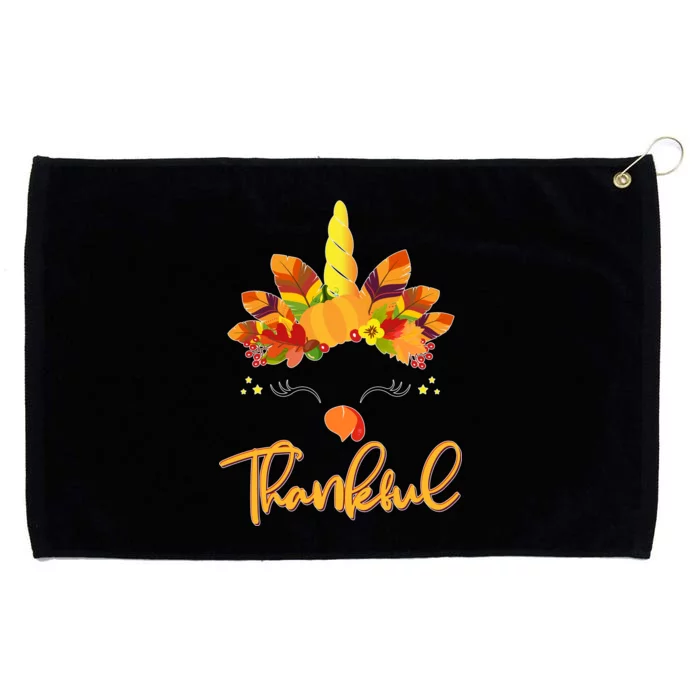 Cute Thanksgiving Unicorn Thankful Turkey Grommeted Golf Towel