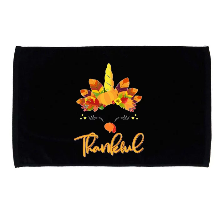 Cute Thanksgiving Unicorn Thankful Turkey Microfiber Hand Towel